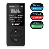 MP3 Player,RUIZU X02 16GB Ultra Slim Music Player with FM Radio,Voice Recorder,Video Play,Text Reading,80 Hours Playback and Expandable Up to 128 GB (Black)