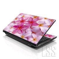 LSS Laptop 17-17.3" Skin Cover with Colorful Pink Plumeria Flower Pattern for HP Dell Lenovo Apple Asus Acer Compaq - Fits 16.5" 17" 17.3" 18.4" 19" (2 Wrist Pads Free)
