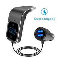 ELE KING FM Transmitter with Bluetooth 4.2/QC3.0 Car Charger/Bluetooth Receiver, Touch Control Design Wireless in-Car Bluetooth FM Transmitter Radio Adapter Car Kit,3 USB Ports,Voice Navigation