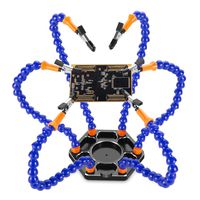 Soldering Station with Six Flexible Arms Metal Base Soldering Tool 6 Soldering Aid Vise Aluminum Base for Soldering, Assembly, Repair, Modeling, Hobby, Crafts