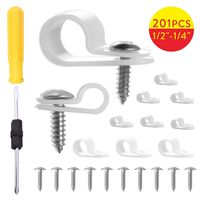 100PCS R-Type Cable Clamps Clip,BAPHILE Wire Fasteners with 100PCS Screws,1 PC Screwdriver Nylon Plastic White Wire Clamp Electrical Grip for Wire Management(1/2,1/4)