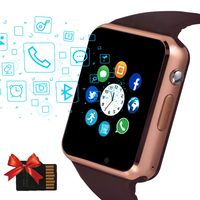 Janker Smart Watch, Bluetooth Smartwatch Android iOS Phone Compatible Unlocked Watch Phone with SIM Card Slot Camera Pedometer Touch Screen Music Player Wrist Watch for Men Women Kids (Land Gold)