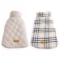 Kuoser Cozy Waterproof Windproof Reversible British Style Plaid Dog Vest Winter Coat Warm Dog Apparel Cold Weather Dog Jacket (L(Back:14.8",Neck:17.5",Chest: 21.1-24.2"), Beige)