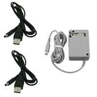 Debaser Electronics AC Wall Plug Charger and 2 USB Power Adapter Cable for Nintendo 3DS DSi XL
