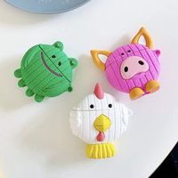 ICI-Rencontrer Super Cute Vivid 3D Yellow Mouth Chicken Airpods Case Fun Animals Wireless Charging Earphone Soft Silicone Shockproof Protector For Airpods 1 & 2 White