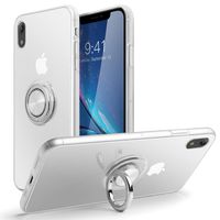 SQMCase iPhone Xr Case, Clear Crystal Slim Soft TPU Cover Shock-Absorbing Protective Case with Finger Ring Stand [Magnetic Car Mount Feature] for iPhone Xr,Clear