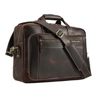 Men's Vintage Messenger Satchel Leather Multi-purpose Casual Travel School Case Tablet 17 Inch Laptop Shoulder Bag Business Briefcase Tote Handbag Brown