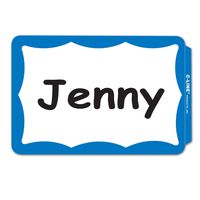 C-Line Pressure Sensitive Peel and Stick Name Badges, Blue Border, 3.5 x 2.25 Inches, 100 per Box (92265)