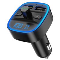 (Upgraded Version) Bluetooth FM Transmitter for Car, Wireless Radio Transmitter Adapeter Car Kit, Music Player with Hands-free Calling, Dual USB Ports, Support TF Card, USB Flash Driver