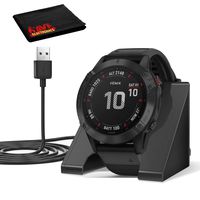 Garmin Fenix 6 Pro, Premium Multisport GPS Watch (47mm), Features Mapping, Music, Grade-Adjusted Pace Guidance and Pulse Ox Sensors, with Charging Base/Stand Bundle, Black