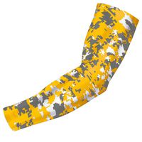 Bucwild Sports Compression Arm Sleeve - Youth & Adult Sizes - Baseball Football Basketball (1 Arm Sleeve - Yellow & Gray Digital Camo - Adult Large)