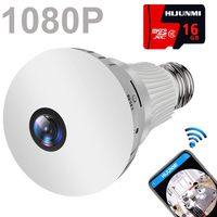 Light Bulb Camera 1080P Include 16GB Card,2MP HD Security Surveillance Cameras,Panoramic Fisheye Home Nanny Cam,Night Vision,Motion Detection,Support iOS/Android/PC System