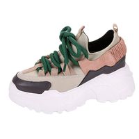Womens Platform Sneakers Ladies Thick Sole Running Shoes Height Increase Shoes Round Toe Lace-up Casual Shoes Pink