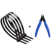 Black Cable Ties Heavy Duty Zip Ties with Wire Cable Cutters, Cord Management Strong Large Nylon Black tie Wraps, 50 Pack Outdoor UV Resistant