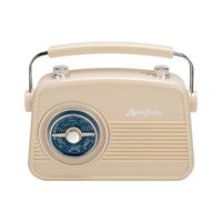 Byron Statics Radio Am FM Portable Radio Retro Classic Table Top Analog Radios Loud Speaker Large Rotary Dial Lightweight Large Handle Easy Use Stable Reception Adapter or 1.5V AA Battery Cream