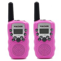 WALTSOM Kids Walkie Talkies, 2 Pack Portable T388 3KM Long Rang UHF Radio 22 FRS and GMRS Walky Talky for Camping/Summer Camp/Spring Outing Indoor Outdoor Activities, Best Gift for Child (Pink)