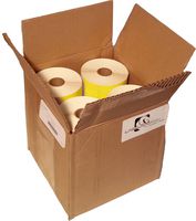 4" x 2" Floodcoated Top-Coated Direct Thermal Labels (Light Visible) with 4" O.D. Perforated Each, Wound Out, 1" Core, 8820 Labels/Case, 735 Labels/Roll, 12 Rolls/Case - Yellow