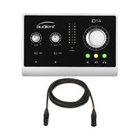 Audient iD14 High Performance USB Audio Recording Interface Bundle a compact and elegant desktop package with Full Monitor Control Functionality Perfect for guitar and Bass with Microphone Cable