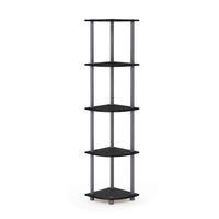 Furinno Turn-N-Tube 5 Tier Corner Shelf, Black/Grey