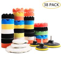 Benavvy 38pcs Polishing Pad Kit, 2 in 1 Car Foam Drill,7-5" & 31-3" Buffing Pads car Care Polisher Waxing Polishing