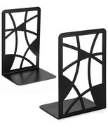 veecom Book Ends, Metal Book Ends for Shelves, Black Decorative Bookends for Heavy Books, Non Skid Bookend Heavy Duty Book End Book Shelf Holder for Kids, Book Stoppers for Office, 1 Pair (2)