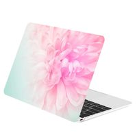 TOP CASE -Floral Pattern Rubberized Hard Case Compatible MacBook 12" (12" Diagonally) with Retina Display Model: A1534 - Pink Peony on Turquoise Base