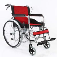 LBYMYB Wheelchair and Seat Disabled Elderly Wheelchair Driver Push Scooter Portable Transport Folding Wheelchair Portable Travel Chair Wheelchair (Color : Red)