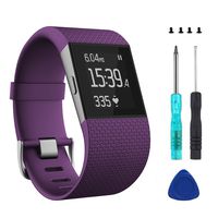 Wizvv Compatible Bands Replacement for Fitbit Surge, with Metal Buckle Fitness Wristband Strap Women Men Large Small (Purple,Large)
