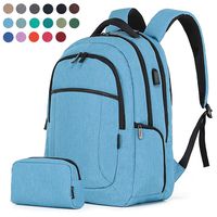 Laptop Backpack College Computer Travel Backpack with USB Charging for Women Men Boys Girls, 17+Colors for Choice Anti Theft Water Resistant Travel Backpack Bonus Packet Bag,Denim Blue