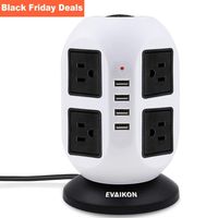 Power Strip Tower - EVAIKON Extension Cord with 8 Outlet 4 USB Ports 3000W/13A Surge Protector Electric Charging Station +6.5FT Wire Universal Socket for Home Office