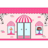 DORCEV 10x7ft Dessert Shop Photography Backdrop Catoon Dessert Shop for Kids Birthday Party Background Cartoon Pink Cake Dessert Cookie Shop Floral Kids Party Cake Table Banner Kids Photo Studio Props
