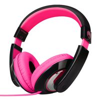 RockPapa On Ear Stereo Headphones Earphones for Adults Kids Childs Teens, Adjustable, Heavy Deep Bass for iPhone iPod iPad MacBook Surface MP3 DVD Smartphones Laptop (Black/Pink)