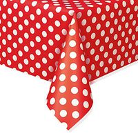 Polka Dot Plastic Tablecloth, 108" x 54", Red