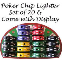 20x Poker Chip Refillable Butane Cigar Cigarette Lighter, Comes with whole set
