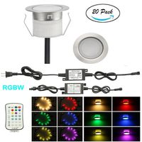 FVTLED Pack of 20 Low Voltage LED Deck Lighting Kit Stainless Steel Waterproof Outdoor Landscape Garden Yard Patio Step Decoration Lamp LED In-ground Light (20pcs, RGBW)