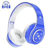 Kids Headphones Safe Volume Limited Kids On Ear Headphones,Wireless/Wired,Long Playing Time 7-9h,SD Card Slot,Stereo Sound,Compatiable for Ipad Cellphone Pc Tablet (Blue)