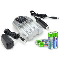 ACDelco 2-Hour Fast Battery Charger, Includes 4 AA Rechargeable Batteries and Car Adapter