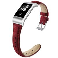 NAHAI Bands Compatible with Fitbit Charge 2, Thin Narrow Breathable Canvas Fabric Replacement Bands Slim Sport Strap Wristband for Fitbit Charge 2, Women Men, Small, Red