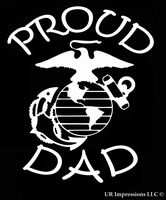 UR Impressions Proud Marine Dad Decal Vinyl Sticker Graphics for Cars Trucks SUV Vans Walls Windows Laptop|White|7 X 5.5 Inch|URI422