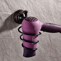 Retro Copper Hair Dryer Rack, Wall Mount, Carved Flower Bathroom Hair Dryer Holders, Waterproof Hair Care & Styling Tool Organizer for Home Hotel
