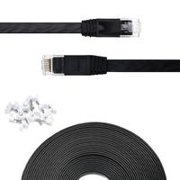 Cat 6 Ethernet Cable 50 ft Flat Black,Solid Cat6 High Speed Computer Wire with Clips & Rj45 Connectors for Router, Modem, Faster Than Cat5e/Cat5, (50ft, 1 Pack, Black)