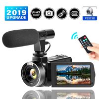 Video Camera Camcorder FHD 1080P Digital Camera 24.0MP 16X Digital Zoom 3.0 Inch LCD 270 Degrees Rotatable Screen for Selfie Pause Function with External Microphone (Two Batteries) (Black-1)