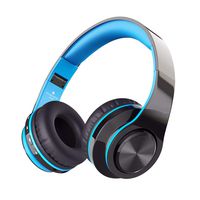 Bluetooth Headphones Over Ear Lightweight, Comfortable for Long-time Wearing, Hi-Fi Stereo Wireless Headphones, Foldable Headset w/Built-in Mic and Wired Mode for PC/Cell Phones/Black-Blue