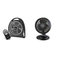 Holmes 12-Inch Fan | Blizzard Rotating Fan with Remote Control, Black &  8-Inch Fan | Lilâ€ Blizzard Oscillating Table Fan, Black