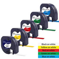 Replace DYMO LetraTag Refills 91331 91332 91333 91334 91335 Color Plastic Label Tape, Compatible with DYMO LetraTag Label Maker LT100H LT100T QX50, 1/2 Inch x 13 Feet 12mm x 4m, Combo Set 5-Pack