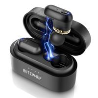 Wireless Earbuds, BlitzWolf Dual Dynamic Drivers Bluetooth Earphones Bluetooth 5.0 True Wireless Earbuds Instant Pairing 3D Stereo Sweatproof with Built-in Mic & Charging Case(Black)