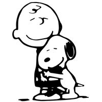 Peanuts Comics Strip Charley Brown Hugging Snoopy Vinyl Stickers Symbol 5.5" Decorative DIE Cut Decal for Cars Tablets LAPTOPS Skateboard - Black