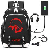 Siawasey Anime RWBY Cosplay Ruby Rose Backpack Daypack Bookbag Laptop School Bag with USB Charging Port