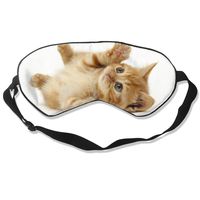 100% Silk Sleep Mask Eye Mask Yellow Cat Soft Eyeshade Blindfold with Adjustable Strap for Sleeping Travel Work Naps Blocks Light