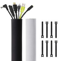 Kootek 118-Inch Cable Management Sleeves with Cable Ties, Neoprene Cable Organizer Cord Cover Wire Hider for TV Computer Office Theater (Black, Large)